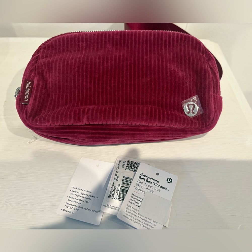 Lululemon Red Corduroy Everywhere Belt Bag NWOT